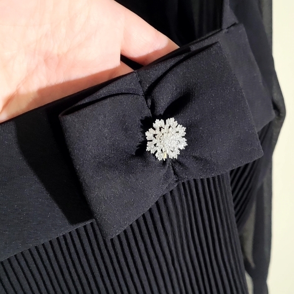 Zara Black Bow Tie Jeweled Blouse - Picture 3 of 4